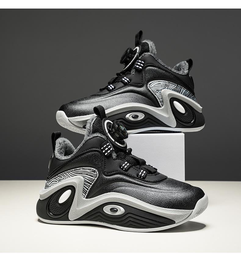 Chaussures de Basketball d'Hiver 2025 pour Garçons en Coton - Doublure en Velours, Antidérapantes, Résistantes à l'Usure, Chaudes, Chaussures de Sport pour Grands Enfants