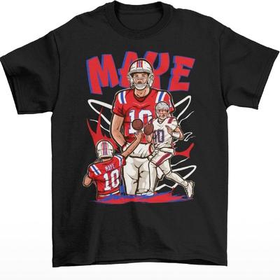 Drake Maye Cartoon Style New England Football T-Shirt