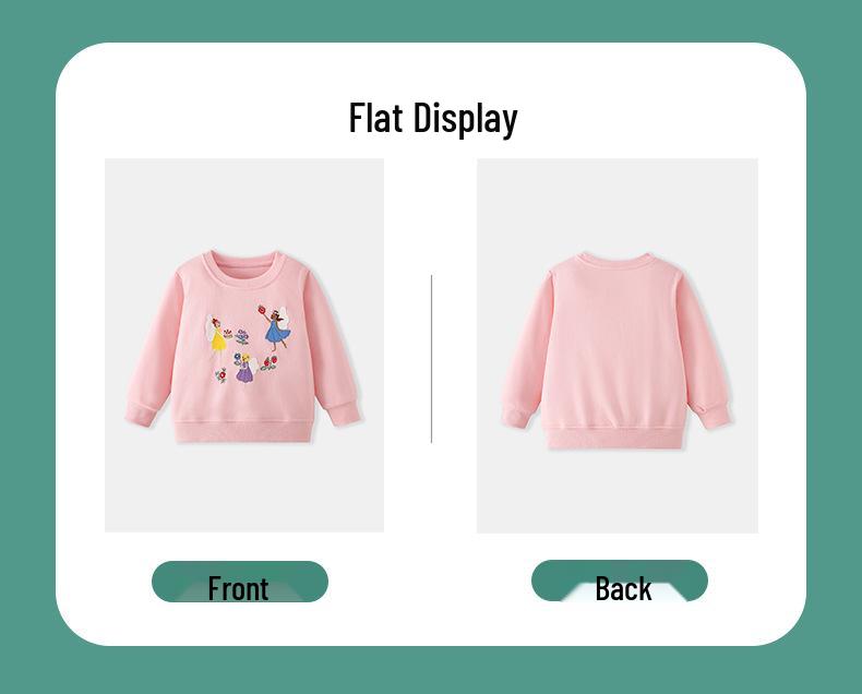 Sweet 26 Years Girls' Round Neck Sweatshirt with Cartoon Flowers Embroidery for Autumn/Winter