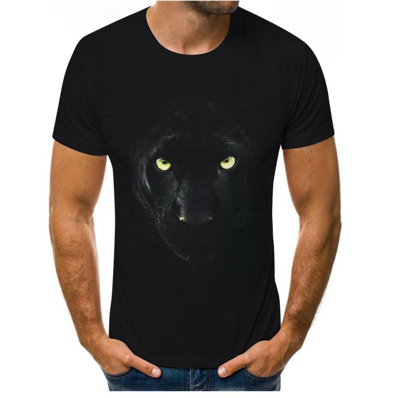 Summer Lion and Tiger 3D Digital Printing Round-neck T-shirt with Short Sleeves - Youth Underwear Shirt