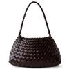 New Women Niche Luxury Hand Woven Basket Shape Handbag French Vintage Cowhide Genuine Leather Top Handle Underarm Shoulder Purse