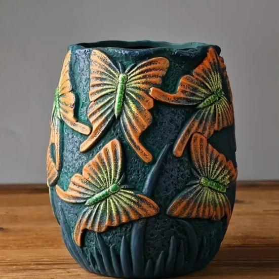 Handmade Animal Flower Pot Hand-painted Swan Butterfly Bird Planter Pot Home Balcony Garden Decoration Cactus Succulents Plants Container