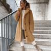 Autumn and Winter Thick Long Sleeve Lapel Women's Jacket Plus Size Plush Fleece Warm Long Coats Women Loose Casual Solid Female Jackets 24959