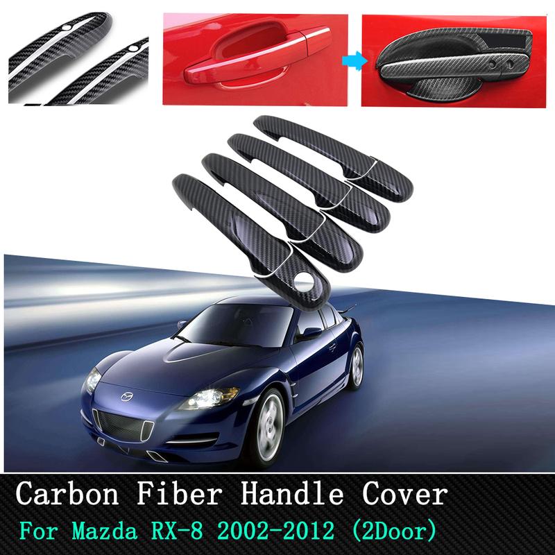 Car Exterior Stickers Carbon Fiber/Chrome Door Handle Cover for Mazda RX-8 RX8 RX 8 2002~2012 2009 2010 Door Handle Protection