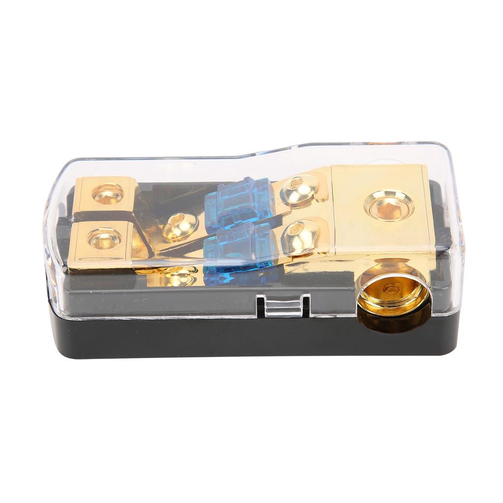 60A Power Distribution Block 1 In 2 Way Out Car Audio Splitter Copper Ground Fuse Holder