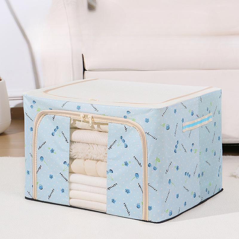 66L Clothing Storage Bin | Oxford Fabric Transparent Folding Storage Box | Storage Box for Sheets, Blankets, and Pillows