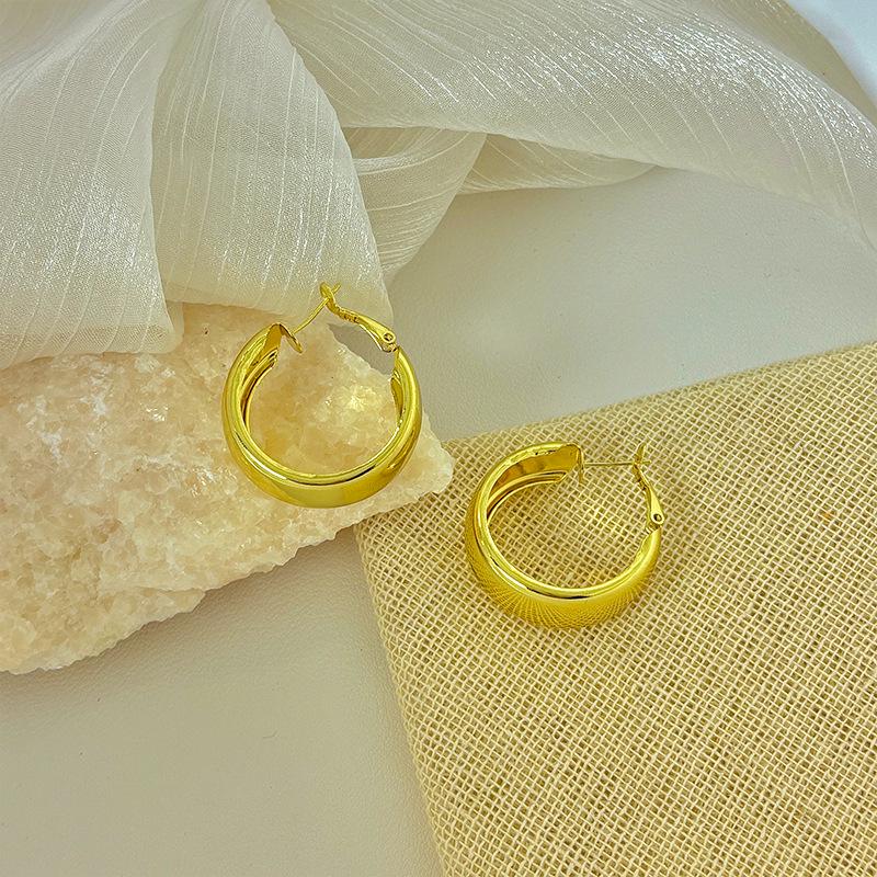 Cercei Minimaliști Geometrice din Metal - Design Elegant Rotund cu Manșete Unice pentru Urechi.