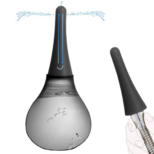 Soxeeh Enema Pump, 300ml Large Capacity, Multi-Purpose Anal Cleansing Device with Backflow Prevention, Manual Pump, Non-Slip Silicone, Unisex (Black)