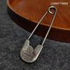 Vintage Engraved Letter/Number Large Brooches Sweater Scarf Buckle Cardigan Anti-Slip Big Pin Decoration Accessories