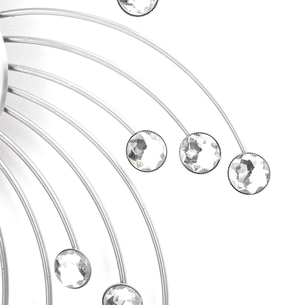 Silberne Metall Wanduhr mit Diamanten verziert Heim Büro Zimmer Moderne Dekoration