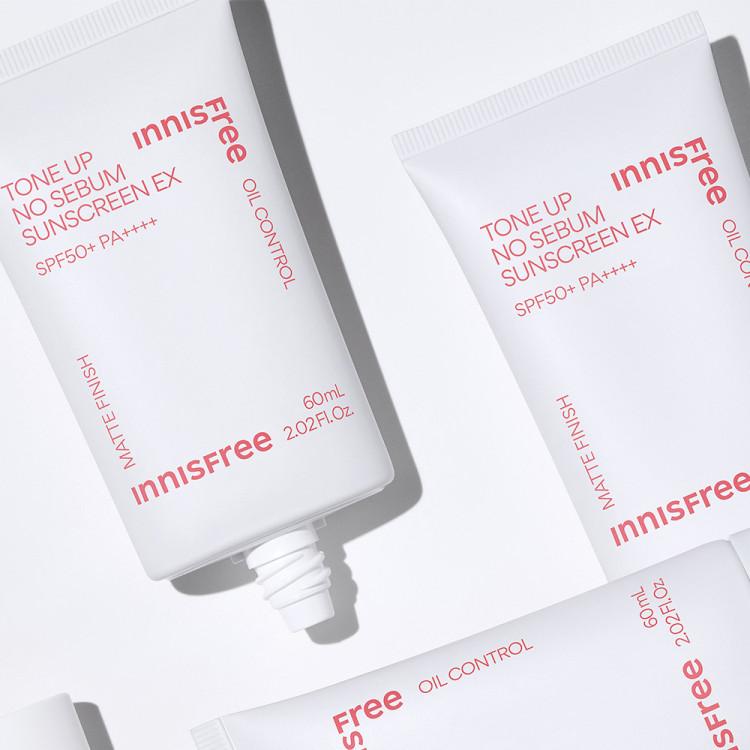 [Double Planning] Innisfree Tone-Up No-Sebum Sunscreen EX SPF 50+ PA++++ 60 ml, 2 unités, cosmétiques coréens