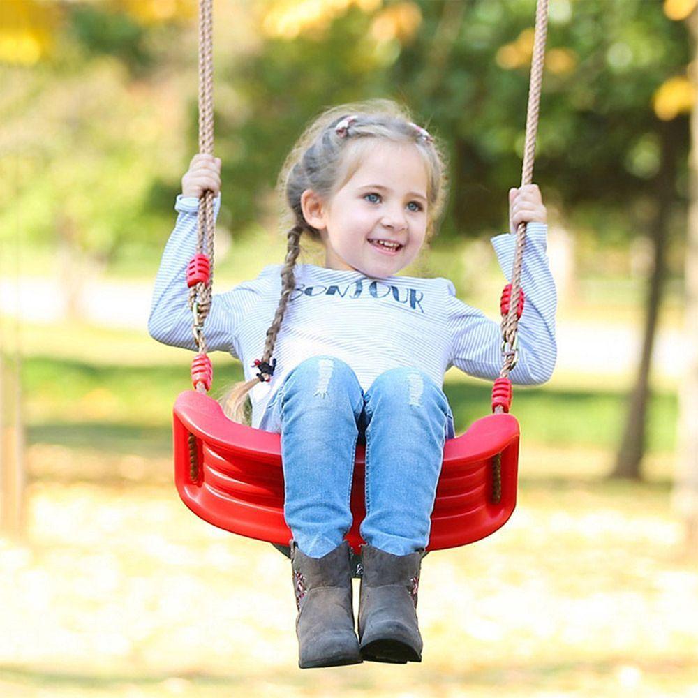 Plastic Children'S Swing With Hanging Rope Adjustable Height Swing Easy Install Multicolor Sitting Board Swing