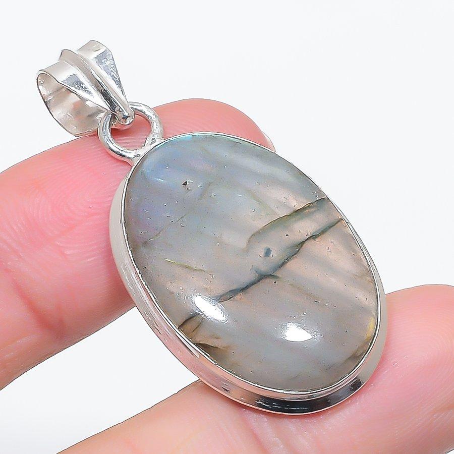 Natural Labradorite Gemstone 925 Sterling Silver Jewelry Pendant 1.77" u4s95