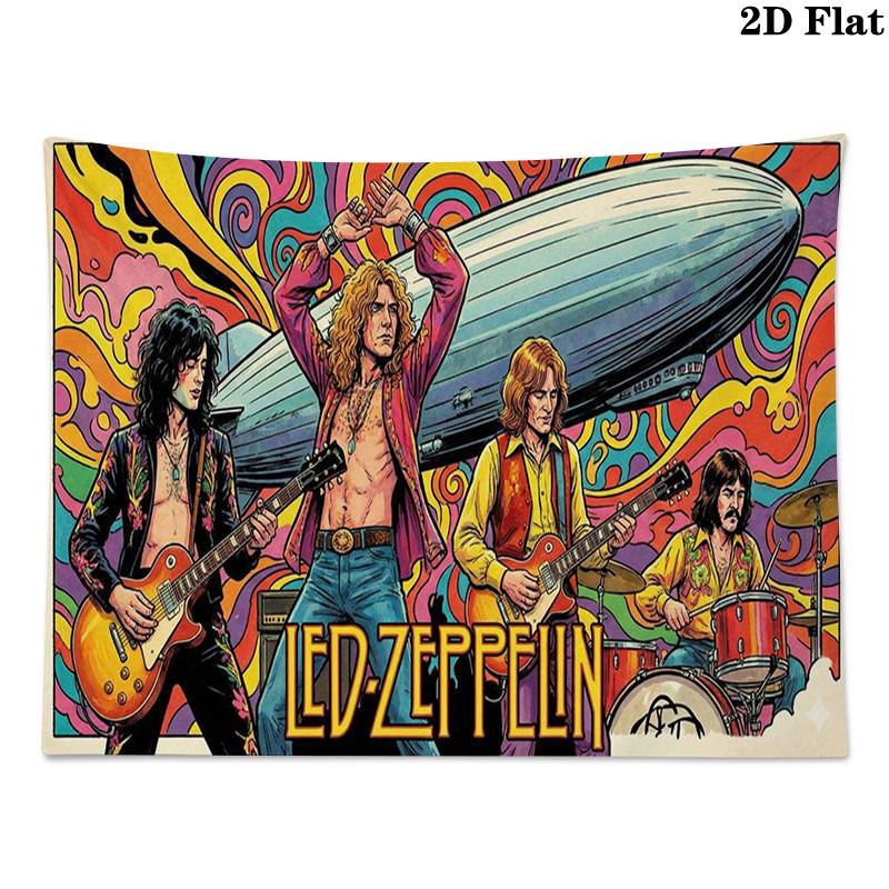 Led Zeppelin Wall Tapestry Aesthetic Wall Hanging Printed Fabric Blanket Decorative Tapestries for Bedroom Living Room Home Decor