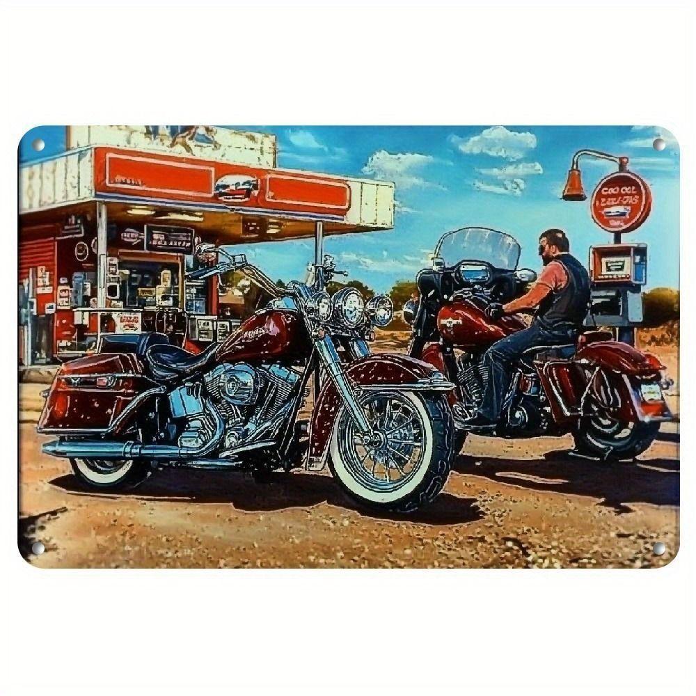 Vintage Motorcycle Metal Tin Sign Retro Biker Garage Wall Decor Industrial Style Art