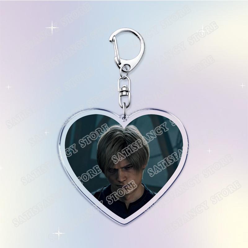 

Hot Horror Video Game Leon Love Heart Shape Keychain for Accessories Kennedy Keyring Jewelry Friends Fans Gamers Gaming Gifts