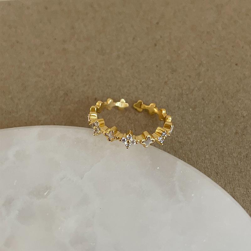 Ankara Red Dripping Oil Flower Opening Ring Female Niche Retro Light Luxury Elegant Fashion Versatile Ring Ring