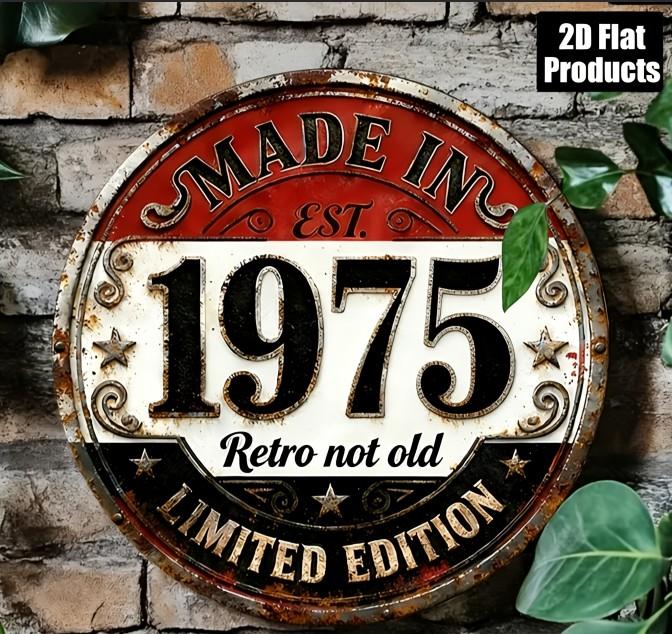 Hergestellt in Retro Nicht Alt D Flach Rund Metallschild Limitierte Auflage Vintage Rustikal Wanddekor für Zuhause Bar Café