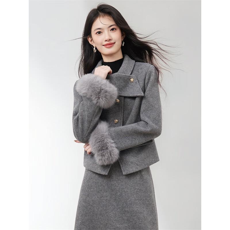 Xinfuyu Women's Elegant Winter Wool Blend Coat