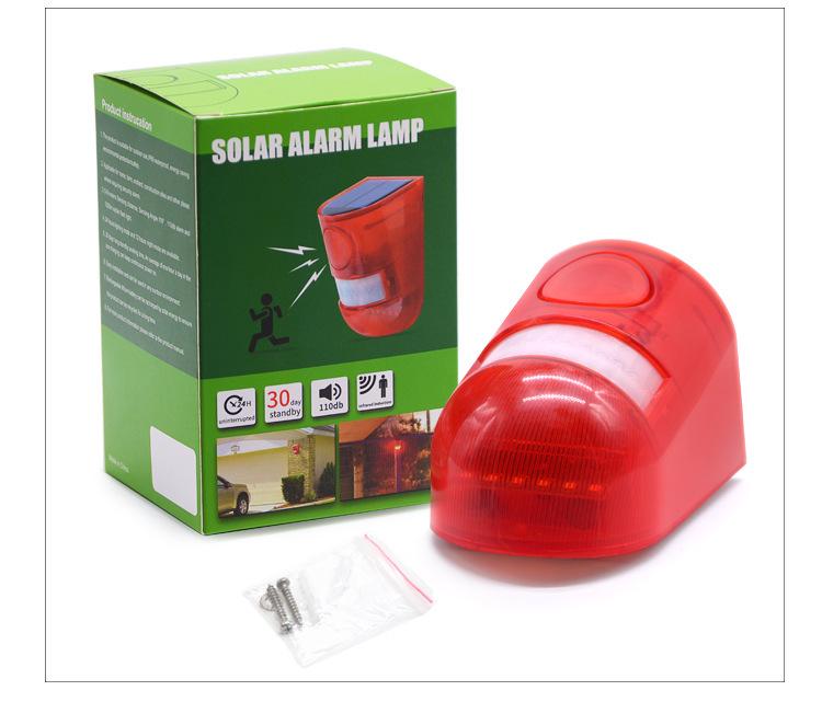 Outdoor Solar Alarm with Infrared Motion Sensor, Remote-Controlled Sound and Flashing Light Anti-Theft Warning System