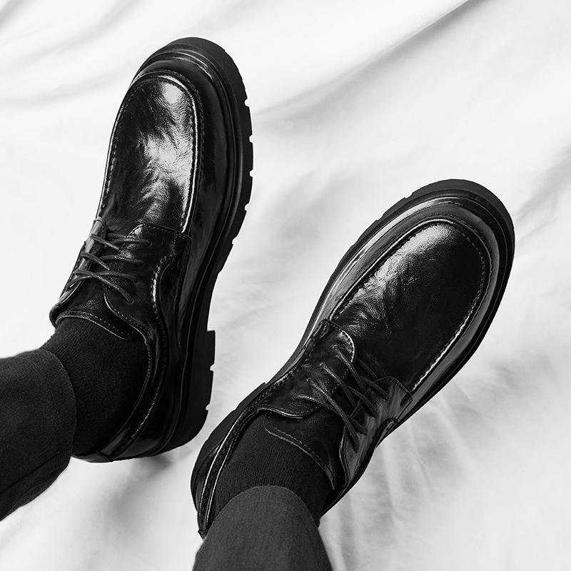 Mode Business Herren Lederschuhe mit dicker Sohle Klassischer Schwarzer Gentleman-Stil Outdoor Formelle Party Täglich Büro Qualitätsschuhe Heiß