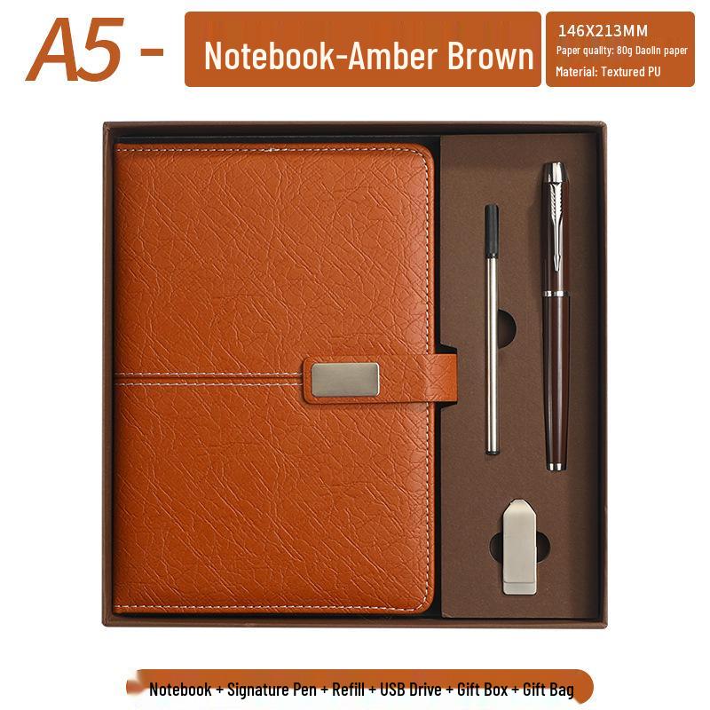 Personalized A5 Notebook Gift Set: Premium Business Diary with Logo Printing for New Year Corporate Gifting.