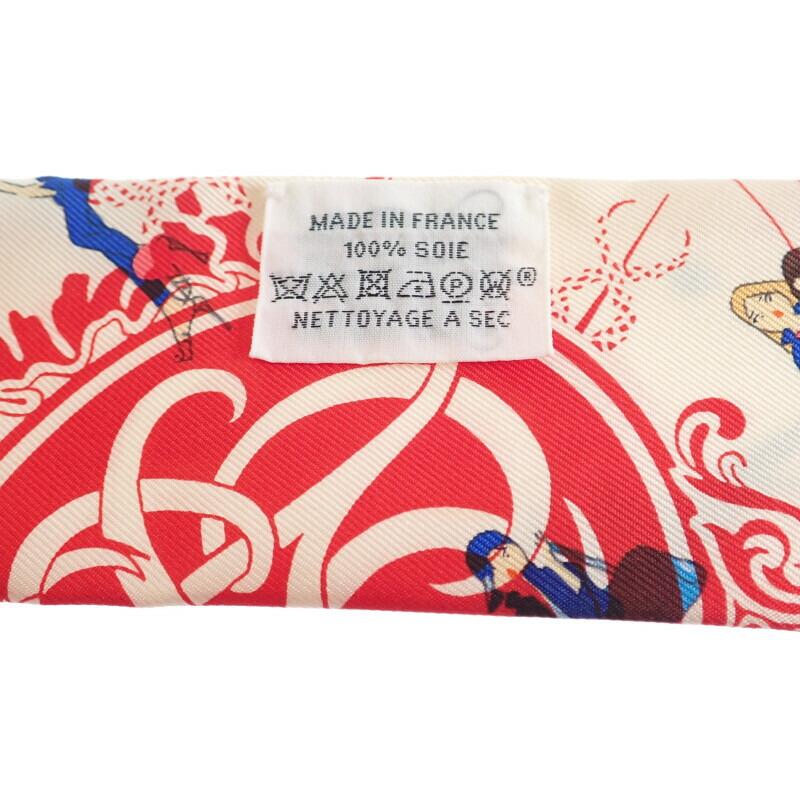 HERMES   scarf Ivory/Red silk Women