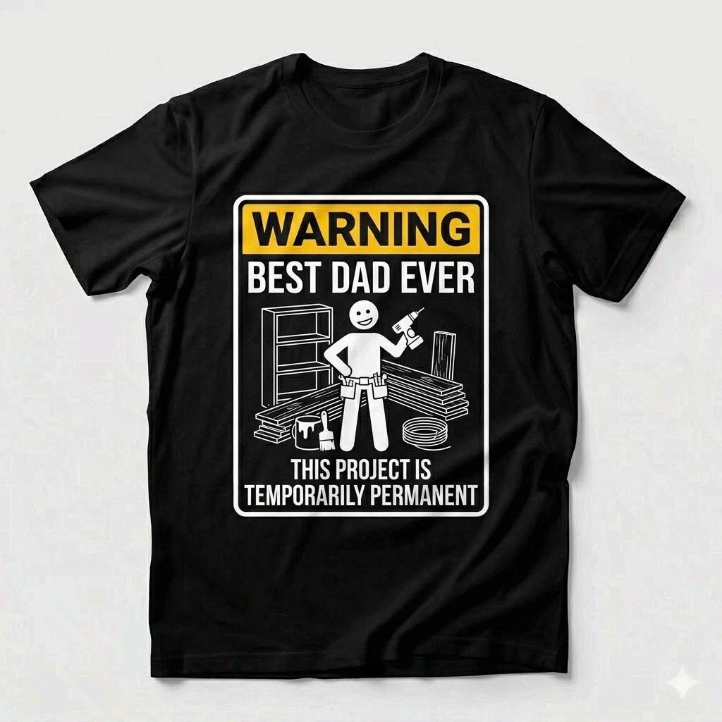 Best Dad Ever DIY Project Warning Funny Dad Black T-Shirt XXXXL
