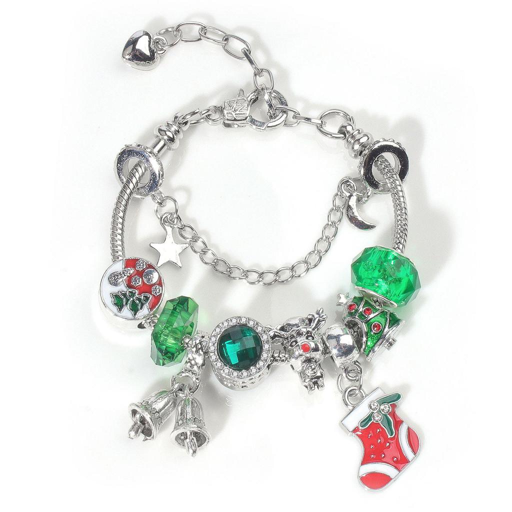 European-American Christmas Snowflake Crystal Beaded Bracelet - Women's Alloy Jewelry