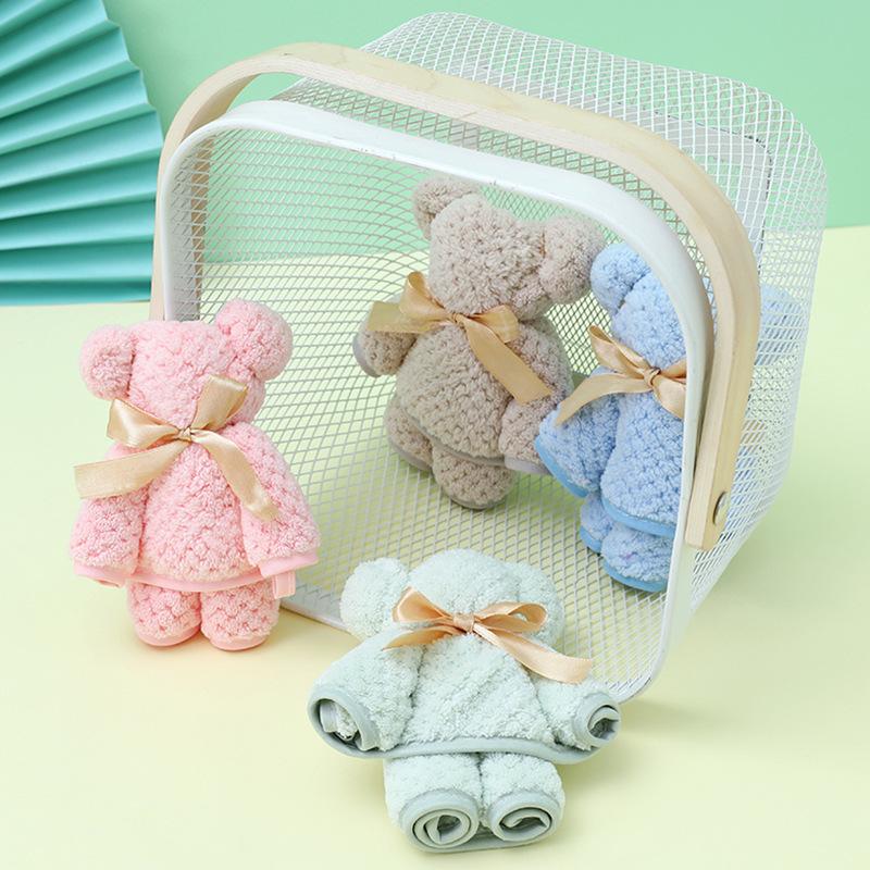 Coral Fleece Bear Shaped Towel Gift Box Set For Wedding Return Gifts Baby Souvenirs Creative Plush Hand Towels For Events KTY