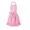 Cooking and Baking Apron with Checkered Pattern, 2 Front Pocket and Ruffle Lower Edge for Kitchen Wear Daily Use