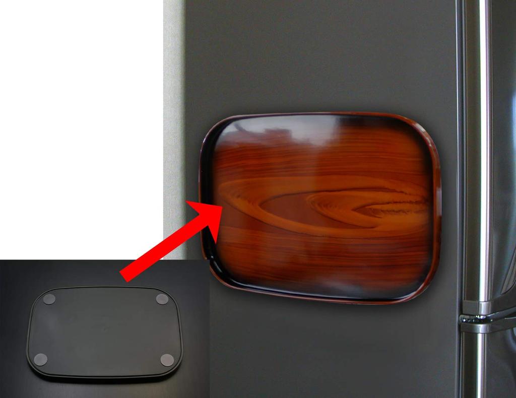 TATSU-CRAFT Pitatto Wood Grain Finish Tray, 36cm, with Non-Slip Surface, Brown, Teak Wood Grain, Stylish Non-Slip Plastic Tray, Available In Large