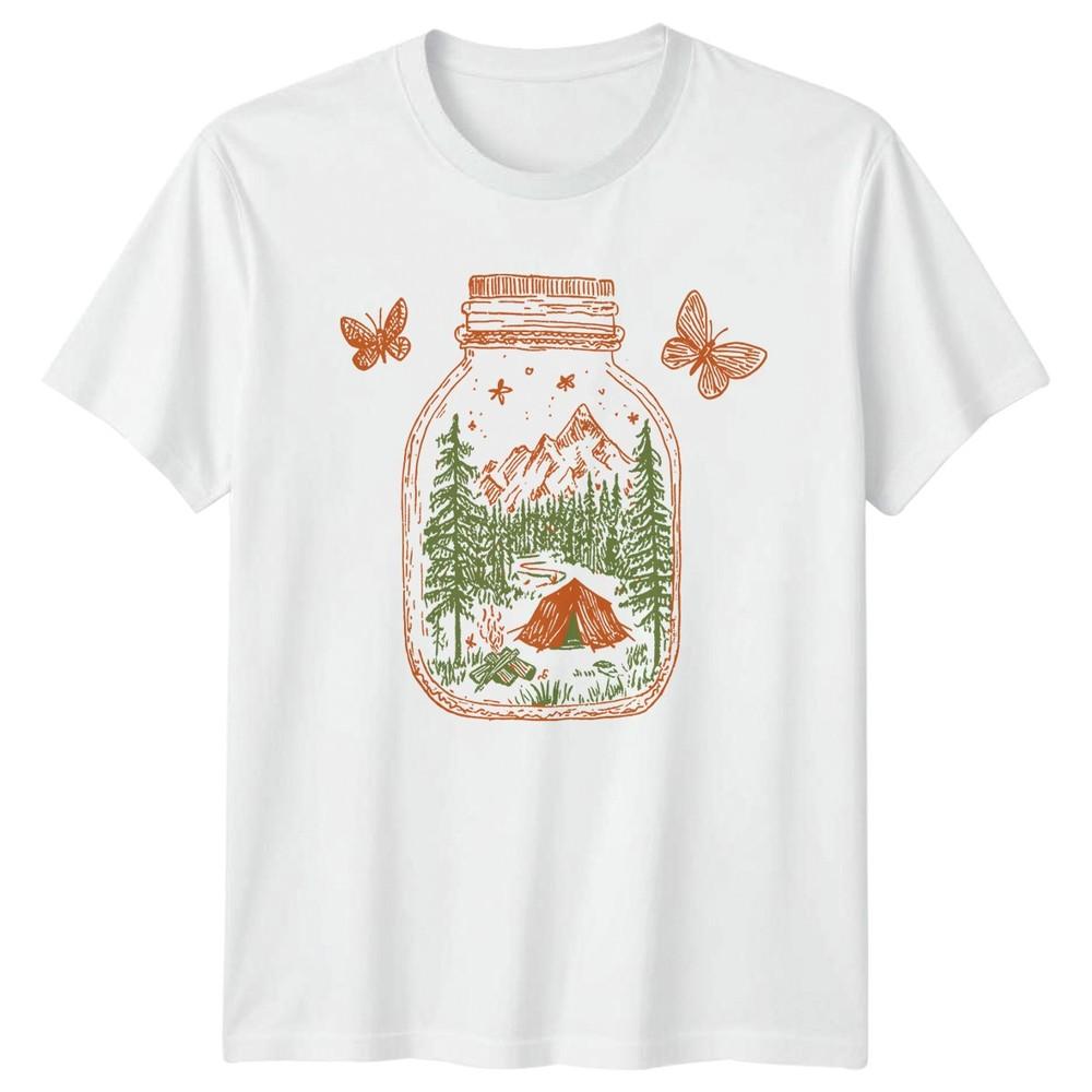 Camping Nature Jar Graphic Tee Outdoors Unisex T Shirt Mountains Forest Camp S