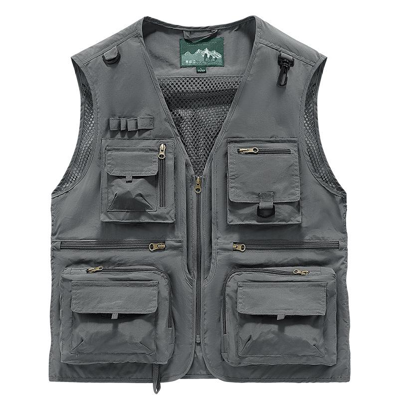 Tooling Vest Multi-Pocket Vest Summer Fishing Outdoor Vest Vest Jacket S темно-серого