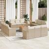 Exclusive House - Garden Furniture Set with Cushions 13 Pcs Beige Woven Resin