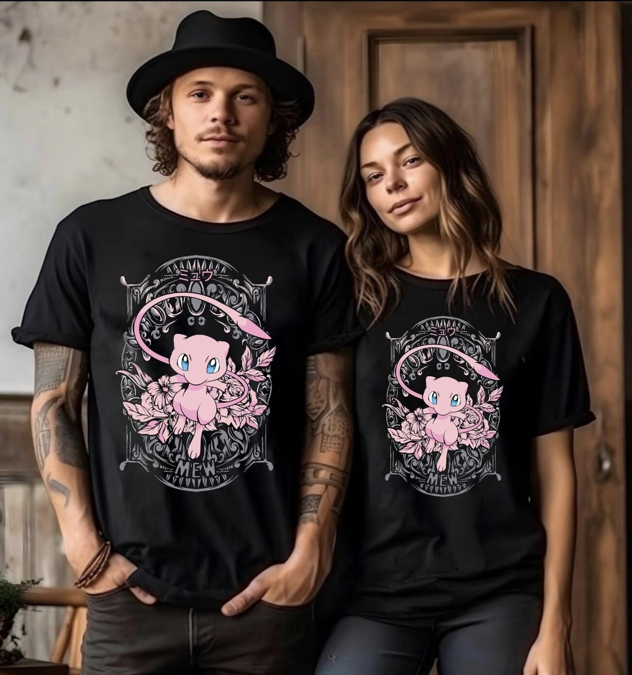 

Mewtow T-Shirt Mens Womens Tees Top Manga Oataku Kawai Funny Girl Anime Manga Black Shirt All Size 4XL