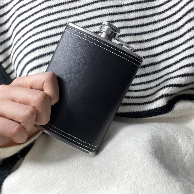 8oz Taşınabilir Paslanmaz Çelik Kalça Matarası Flakon Viski Şarap Tencere Deri Kapak Şişe Huni İçecek Kapları