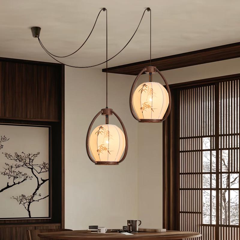 Song Dynasty Zen-Inspired Mid-Century Lantern Chandelier for Living Room, Restaurant, or Bedroom