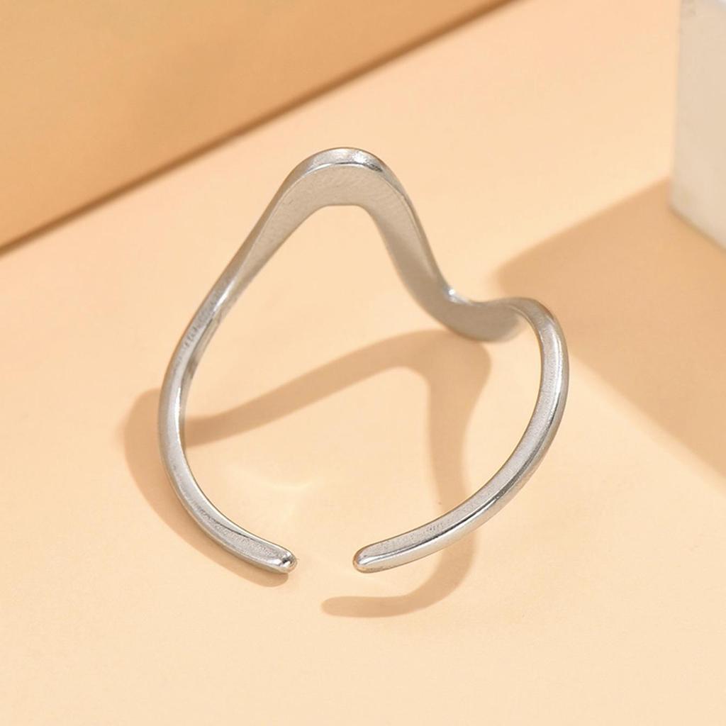 Adjustable Stainless Steel Irregular Curve Ring - European & American Boyfriend Style