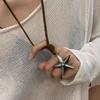 Adjustable Leather Rope Star Pendant Necklace for Women Vintage Ethnic Style Boho Necklace Harajuku Jewelry Accessories
