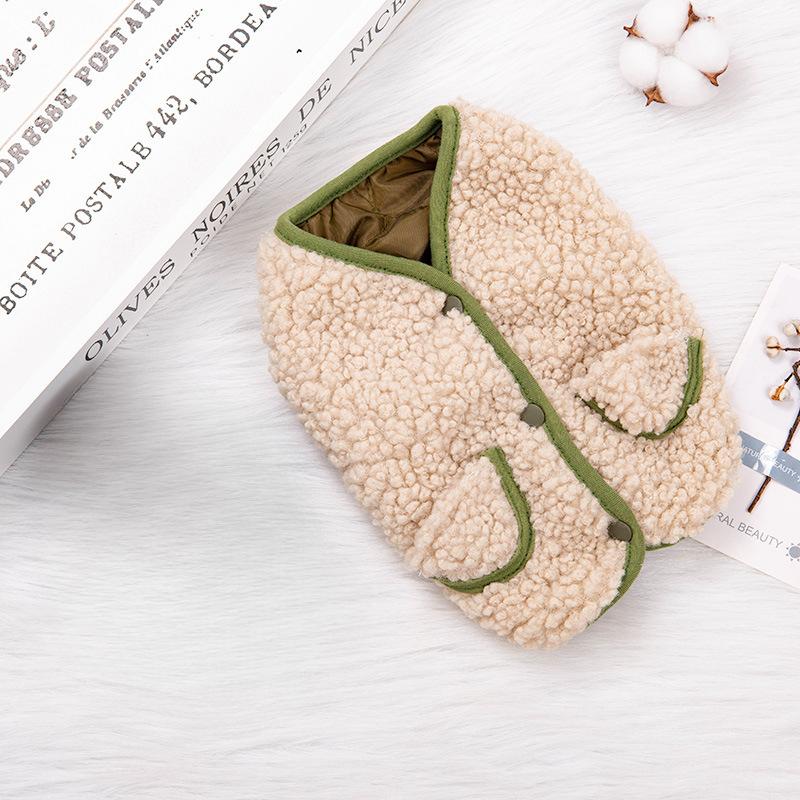 Pet Autumn Lamb Fleece Coat Cute Pocket Vest Dog Warmth Vest Lamb Fleece Coat Pet Jacket Puppy Clothes Christmas Clothes