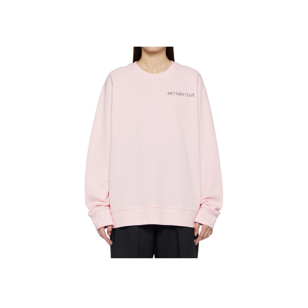ONITSUKA TIGER Logo Letter Print Animal Pattern Embroidered Casual Crew Neck Pullover Long Sleeve Sweatshirt Unisex Sweatshirt Pink 2183B182-700