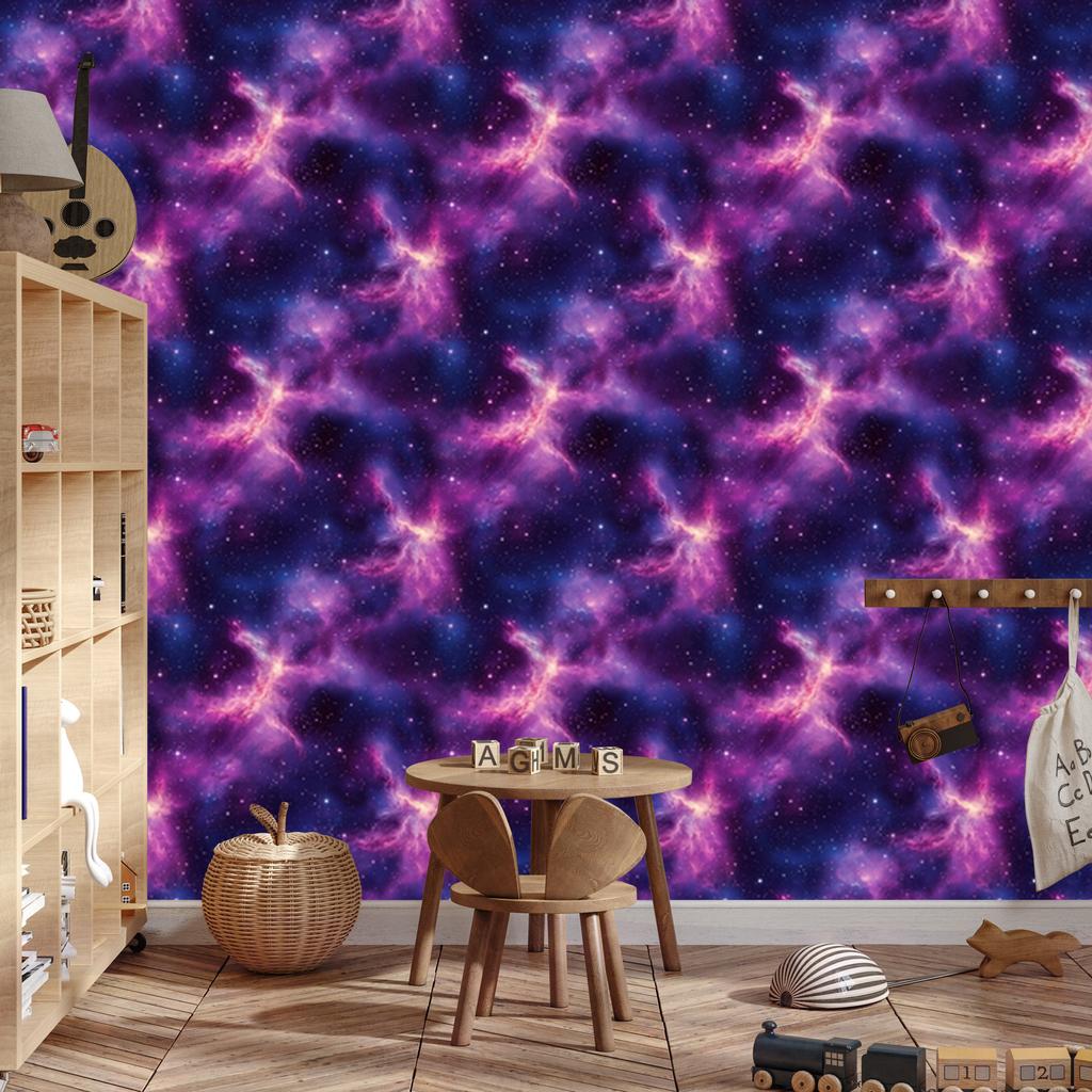 Watercolor Galaxy Wallpaper In Violet, Indigo and Navy Blue 50x1000
