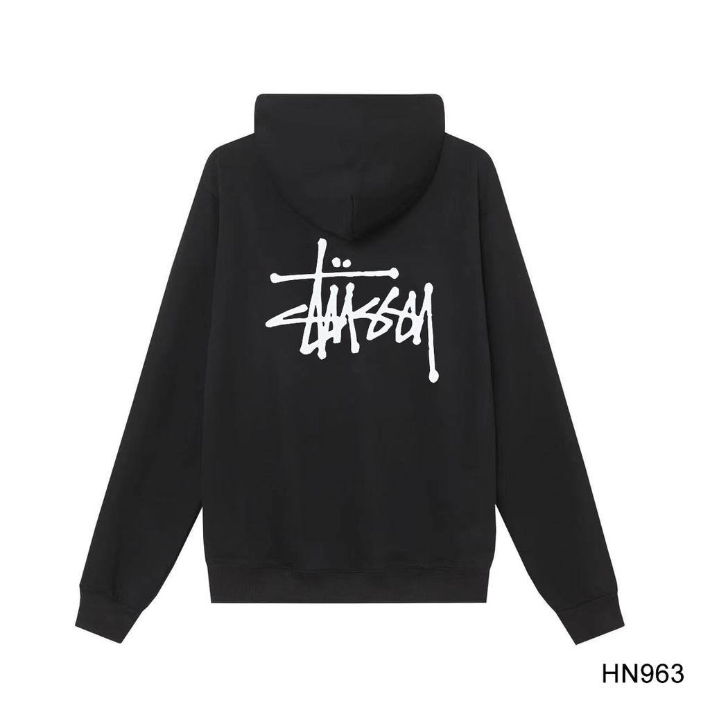 Stussy 2025 New Spring and Autumn Loose Plus-size Thin Style Classic Letter Print Cotton Hooded Couple Hoodie