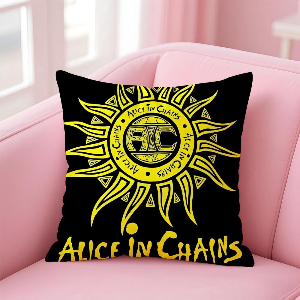 Retro Musik AAlice In Chains Kissenbezug Kissenhülle Weicher Freundlicher Stoff Verdeckter Reißverschluss