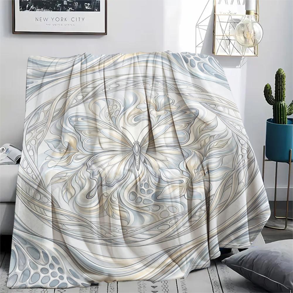 Butterfly Decoration Print Flannel Blanket, High quality Comfortable for All Seasons, Home Decor, Warmth and Comfort, Perfect for Christmas Gifts38