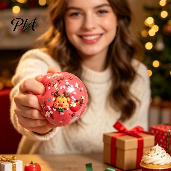 Soft Stress Balls 1/4Pcs Christmas Ball Fidget Toy, Anxiety Relief Squeezable Ball, Xmas Stocking Stuffers Theme Sensory Party Favors for Adults