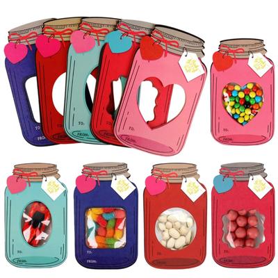 50 Valentine's Day Candy Cards With Drifting Bottle Shaped Cards For Valentine's Day Party Gift Exchange