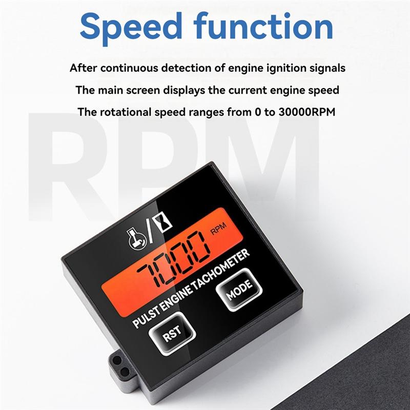 Tachometer Hour Meter Backlight Display RPM Digital Display Battery Replaceable Handheld Induction Chaaw Lawnmover