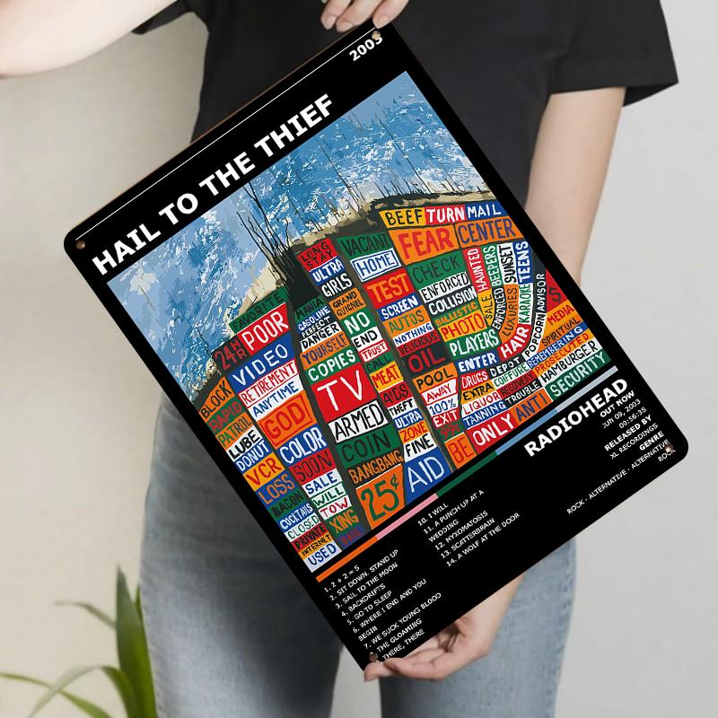 Radiohead Hail To The Thief Album Cover Art Custom Metal Tin Sign Vintage Music Poster Wall Decor 20x30cm（7.8x11.8inch）
